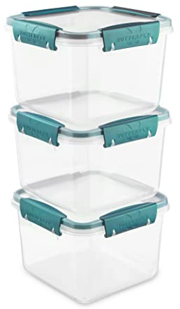 Ganter & May® Butterfly – Set di 3 da 1,7 L Contenitori ermetici per alimenti con coperchio, Contenitori per cibo adatti per microonde, frigo, congelatore e lavastoviglie, in plastica senza BPA