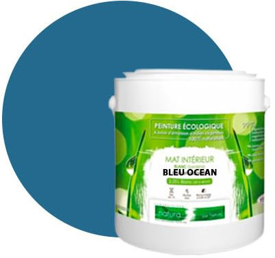 BOX DECO COULEURS Pintura de pared natural ecológica con aspecto mate interior Natura – 2,5 l/33 m², azul océano
