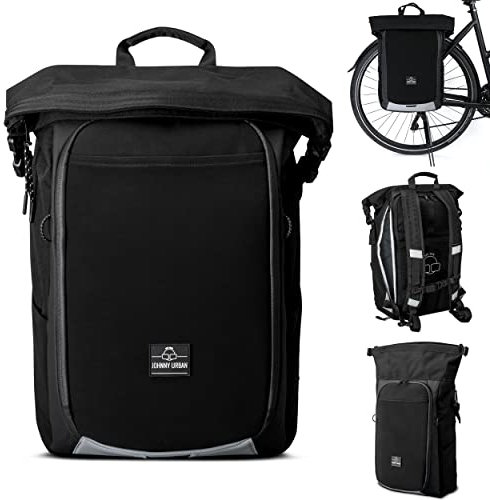 Johnny Urban 2in1 Fahrradtasche für Gepäckträger - Phil - Fahrradrucksack & Gepäckträgertasche inkl. Regenschutz-Hülle - Fahrrad Rucksack für Herren & Damen - Wasserabweisend & Reflektierend