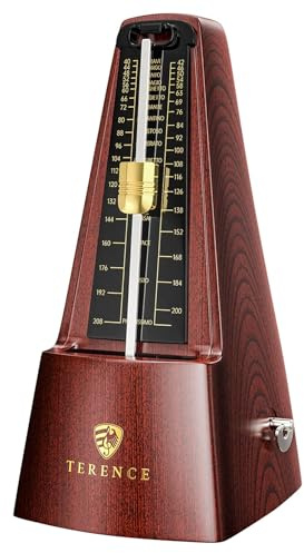 Mechanical Metronomes for Piano Guitar Violin Bass Drum and Other Musical Instruments Loud Sound and High Precision Track Beat and Tempo for Beginners (Wood Grain)