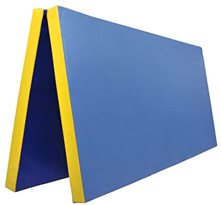 Grevinga Klappbare Turnmatte RG 35 – 200 x 200 x 6 cm - BLAU/GELB - Made in Germany - Faltbare Gymnastikmatte für Fitness, Sport und Gymnastik, Rutschfest und Platzsparend, Weichbodenmatte, XXL