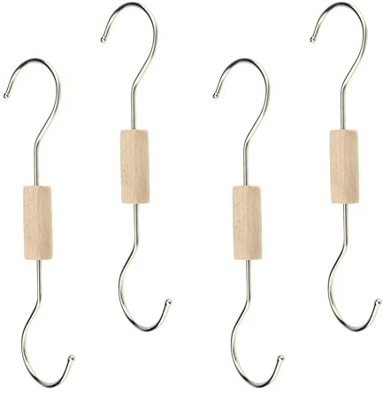 Meprotal 4 Stück 22,9 cm S-Haken, robuste große S-Haken, Massivholz, lange S-Haken, Aufhänger für Küchenutensilien, Utensilien, Schrank, Garten, Terrasse, Innen- und Außenbereich (silberfarben)