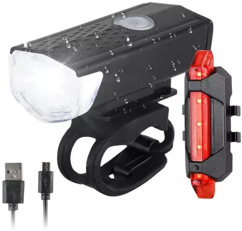 Luz Bicicleta Delantera Y Trasera Led Alta Potencia 300 Lumenes Recargable USB Impermeable para Bici Patinete Eléctrico - Foco Kit De Light Linterna Eléctrica Potente Intermitente MTB