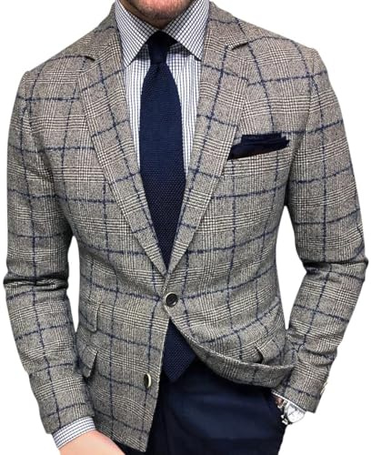 Oanviso Blazer à Carreaux Homme Veste de Costume Élégant | Blousons, Manteaux, Boutons, Classique, Vintage, Décontracté, pour Mariage