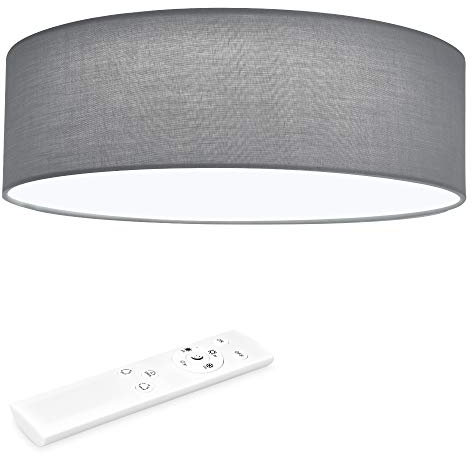 Navaris Lámpara LED de techo moderna 32 cm - Iluminación de interior con pantalla para salón dormitorio - Mando a distancia y temporizador - Gris claro