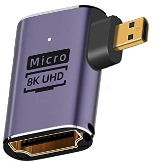 cablecc Adaptador convertidor de oro de extensión micro HDMI macho a HDMI 2.1 hembra UHD, compatible con 8K 60Hz HDTV