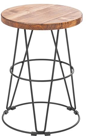 Loftie Schemel aus Holz, Sitzhocker, Hocker, Beistellhocker, Hocker, Fußablage Sitzhocker, Rückenfrei, Keine Montage erforderlich, Industrie-Design, Modern (Rund-Form 48 cm Höhe, Hellbraun)
