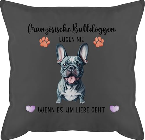 Kissen 50x50 - Hunde - Französische Bulldogge - Geschenk Hundebesitzern - 50 x 50 cm - Grau - französische kissenhülle Hund Hundebesitzer Bulldoggen französischer Kissen+hundemotiv hundemotiv
