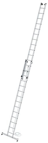 PROREGAL Sprossen-Seilzugleiter 2-teilig mit nivello®-Traverse 2x14 Sprossen | Leiter, Teleskopleiter, Trittleiter, Bockleiter, Sprossen-Doppelleiter