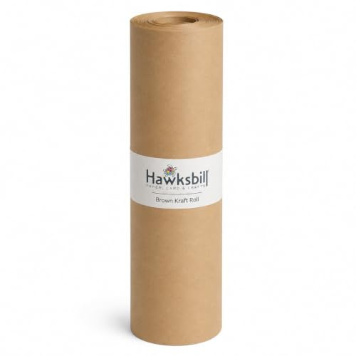 Hawksbill Kraft Paper Roll 500mm x 50m Recyclable Brown Gift Roll – for Arts & Crafts Gift Wrapping Paper Void Filling & More