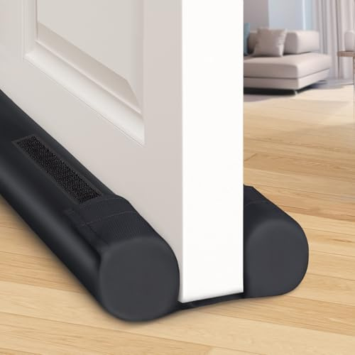 BlissTrends Door Draft Stopper Covers Gaps up to 2.36, Draft Stopper for Bottom of Door Soundproof, Windproof, Dustproof, Block Light, Insect Resistant, Under Door Draft Stopper 30 Inch (Black)