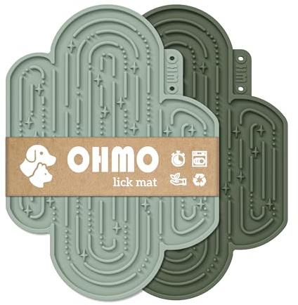 OHMO - Tappetino per leccare cactus per cani e gatti (confezione da 2) facile da pulire, mangiatoia lenta con ventose, cuscinetto per leccare l'ansia e ridurre la noia