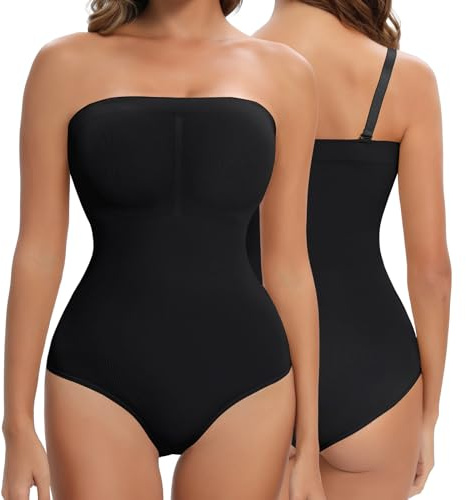 Lenashape Vêtement galbant sans bretelles pour femme, body de contrôle du ventre sous robe, débardeur sculptant sans couture, noir, taille L, noir, Large