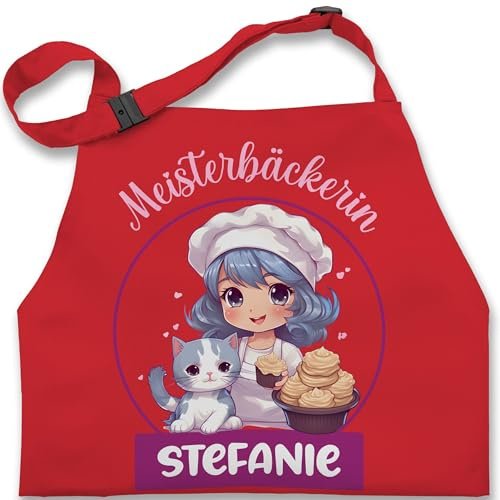 Geschenk mit Namen personalisiert by Shirtracer - Kinderschürze Schürze Kinder Jungen Mädchen - Backschürze - Meisterbäckerin mit Name I Geschenk Backen I Hobbybäckerin