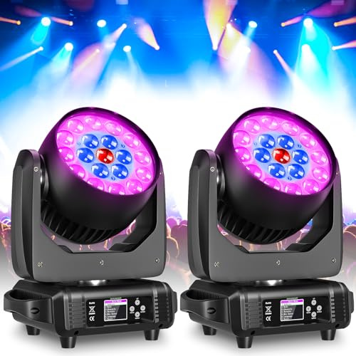 2 pezzi 19 x 15W Teste Mobili Moving Head LED Zoom DMX Beam Wash Effetto RGBW luci palcoscenico professionale messa a fuoco DJ luci per Natale discoteca