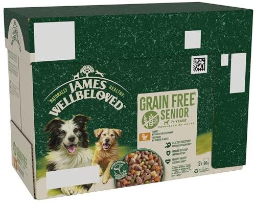 James Wellbeloved Grain Free Senior Dog Food with Turkey in Gravy Pouch 12 x 90 g