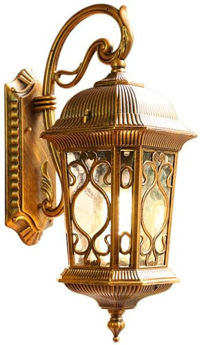 MODEBHD Quadratischer Garten im Freien, Klassische E27-wasserdichte Wandleuchte mit Glasschirm, Wandlampen, kleine Hoflandschaftsbeleuchtung für Tür, Straßenbalkon (Farbe: Bronze)