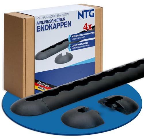 NTG Endkappe Airlineschiene schwarz Blackline 4 Stück - TÜV Zertifiziert | Einsteckkappe halbrunde Form aus Kunststoff - Endkappen für Zurrschiene - verschiedene Mengen erhältlich