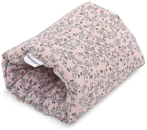 HOBEA-Germany Ministillkissen für unterwegs, Modell: Blumenranken rosa | OEKO-TEX® STANDARD 100 zertifiziert, IGR zertifiziert (ergonomisches Produkt) Stillmuff Reisestillkissen Armstillkissen