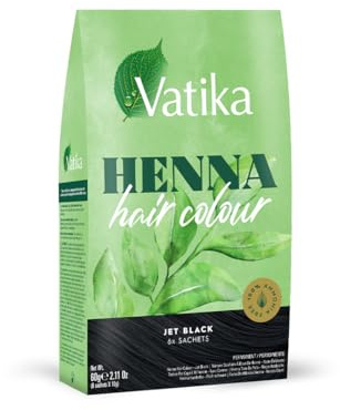Vatika Henna Haarfarbe Schwarzbraun, 6x10g – Natürliches Henna & Kaffee für Grauabdeckung und Glanz, Granatapfelextrakt für lebendige Farbe, Pflegt und stärkt das Haar