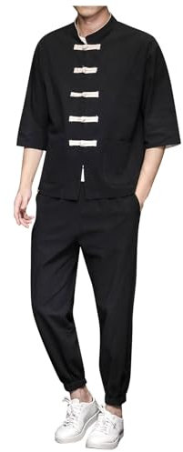 RUMAOZIA Trainingsanzug für Herren, Bequemer Tracksuit Baumwolle Leinen Tai Chi Uniform Tang Anzug Kampfkunst Jacke Atmungsaktiv Uniform für Sport Kung Fu Anzug Chinesisch Traditionelle Kleidung