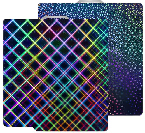 HIKUDIY Ny förbättrad 257 x 257 mm H1H byggplatta för Bambu Lab A1/X1C/X1/X1E/P1P/P1S, smidig kalejdoskop + slät Skynet fjäderstålplatta flexibel platta för Bambu Labs 3D-skrivare