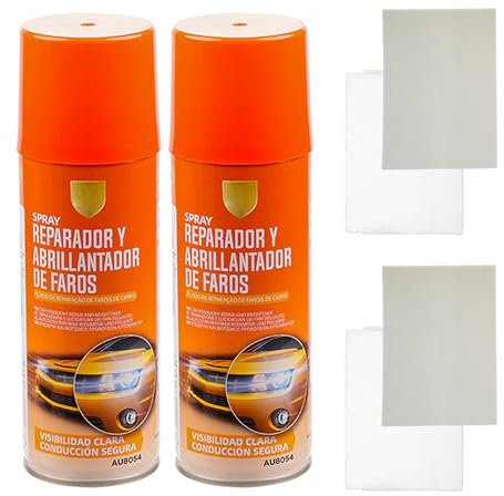 H HANSEL HOME Kit de Restauración de Faros para Coches y Motos, Pack de 2 Spray Reparador y Abrillantador 200ml de Faros, Eliminación de Oxidación, Amarillento y Rasguños de Faros, Facíl de Usar