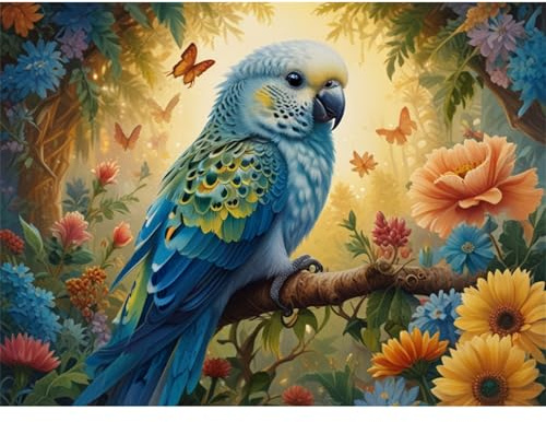 TWYYDP 1000 Teile Puzzle für Erwachsene und Kinder ab 14 Jahren Wellensittich Tier Puzzle Holzpuzzles Als DIY-Wanddekoration für Zuhause
