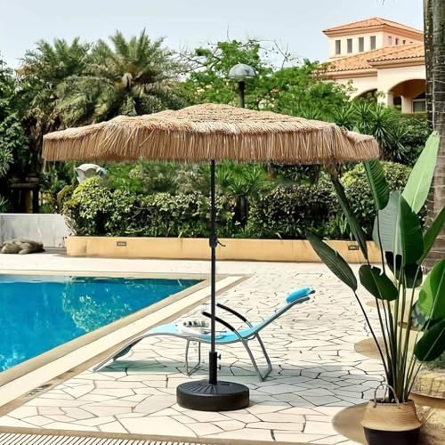 Sombrilla Playa Grande Sombrilla Terraza Exterior Ø 270cm Protección UV30+ Hawaii Parasol Terraza Exterior, Control De Manivela ＆ 8 Varillas, UV50+ Protección UV Para Jardín, Patio Y Piscina