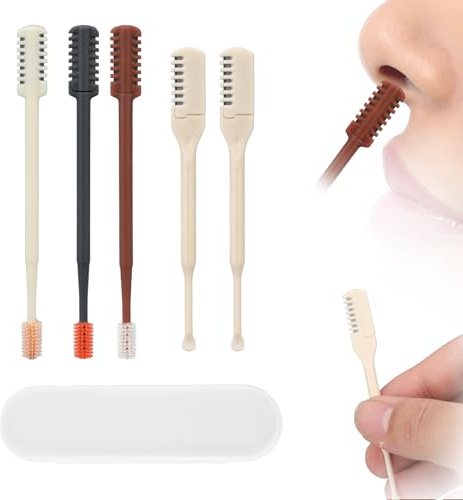 5 Piezas Recortador de Vello Nasal 2 en 1, Cortador de Vello Nasal Afeitadoras Manuales para Vello Nasal Limpiador de Vello Nasal de Una y Dos Caras para Mujeres y Hombres