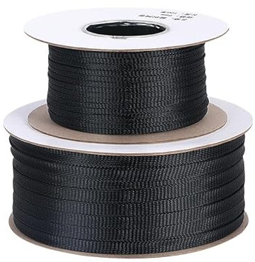 UYFRD 1/5/10M Black Insulated Braid Sleeving 6/8/10/30mm Tight PET Wire Cable Gland Protection Cable Sleeve Flame Retardant Nylon Tube(6mm,100m)