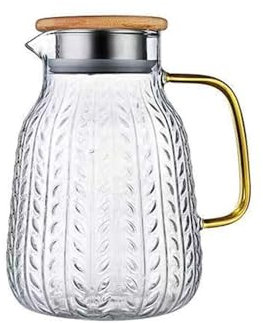 Jarra de cristal para té Jarra de agua de 1500 ml, jarra de vidrio resistente al calor for bebidas, hervidor de agua potable for el hogar con tapa de acero inoxidable Jarra de cristal con tapa