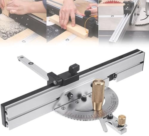 CJNQQJWS Mitre Gauge for Table Saw,Table Router Gauge Assembly Angle Ruler, Brass Handle 450mm,Precision Miter Gauge Fence, 60 Degree Angled Ends for Max,for Woodworking Push Handle