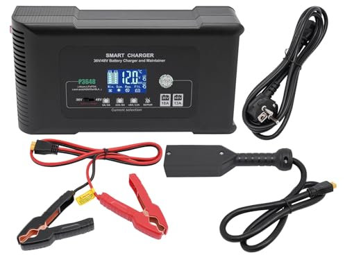 WindWilder Ladegerät 36V/48V Auto Batterie Ladegeräte mit Mit Sicherheitsschutz, Laden für Lithium, LiFePO4, Blei-Säure Batterien, 23x12.5x7cm