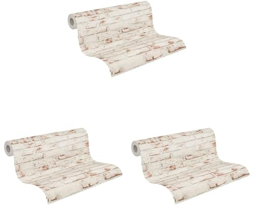 A.S. Création - Papier peint intissé pierre rouge, brun et beige - Pour différentes pièces - 10,05 m x 0,53 m (Lot de 3)