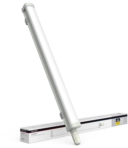 TRAXON LUXPOINT® Pantalla estanca LED integrado - Gerran 60cm 18W Luz fría 6500K 1800Lm Waterproof Batten IP65 IK08 interior superficie (Luz fría 6500K 18W | 60cm)