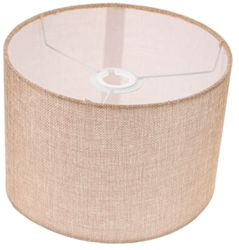 DIYEAH Pantalla Cilíndrica de Tela Beige E27 para Lámpara | Metal y Tejido, Estilo Rústico Creativo, Uso en Estudio y Oficina, Instalación Sencilla