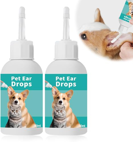 MagiSel 2pc Nettoyant Oreilles Chien et Chat, Soins des Oreilles pour Chiens, Acariens De L'Oreille, Solution Nettoyante pour Les Oreille de Inflammations & Infections Démangeaisons