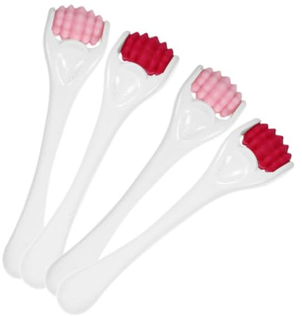 PACKOVE 4pcs Mini Silicone Face Roller and Eye Roller for Facial Muscle Relaxation and Skin Care Pink and Rose Red Facial Massager Set for Travel and Daily Use