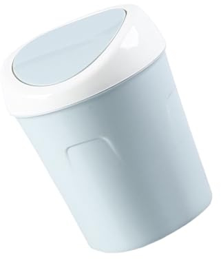 HEALEEP 1 pieza Papelera Mini con Tapa para Escritorio Cubo Basura Compacto para Hogar y Oficina para Cocina y Mesas Azul