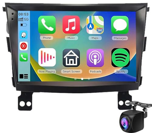 9 Inch Double Din Wireless Car Screen Radio For Ss-angYong Tivoli 2015-2019 CarPlay & Android Auto With Backup Camera Mirror Link Bluetooth GPS Navigation SWC FM + AHD Backup Camer(Color:4-Core 1+16G)