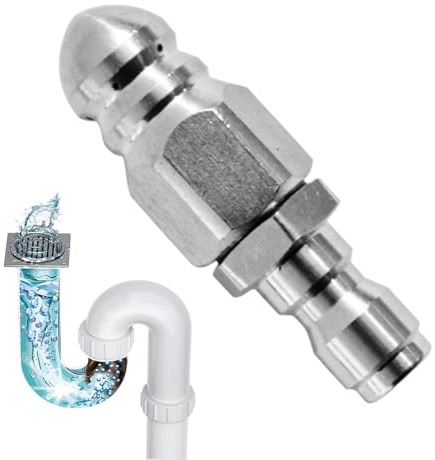 Boquilla Para Desatascar Tuberías – Acero Inoxidable 1/4 Conexión Rápida 5.6x1.18cm | Boquilla Para Manguera De Desagüe A Alta Presión | Boquillas Parxa Limpiar Tuberías Y Desatascos