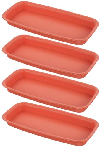 EPIGEIST 4 pièces Plateaux de Jardinières Rectangulaires Plastique Coupelles Anti-Fuite pour Pots de Fleurs Plateau de Récupération Eau pour Plantes Intérieur et Balcon Accessoire Pratique