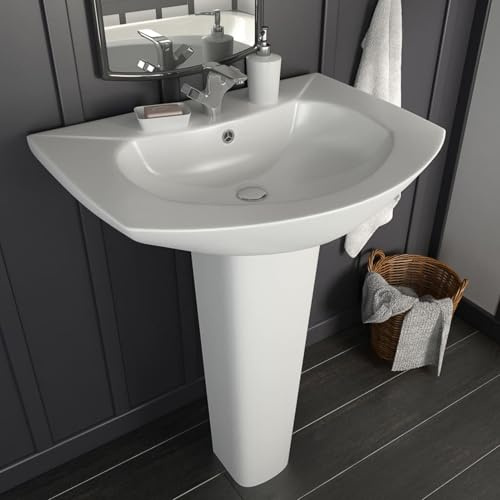Tidyard Freestanding Basin with Pedestal Ceramic White 650x520x200 mm washbasin Model143001