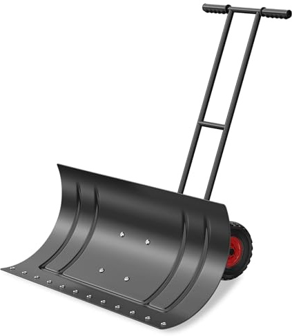 Schneeschaufel mit Rädern, Hochleistungs-Schneeschieber, mit Rutschfesten Rädern, Einfache Winkel- und Höheneinstellung für Effiziente Schneeräumung(Medium)
