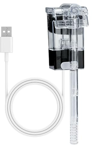 BDKMMS Aquarium Hängefilter Mini Wasserfall Filter Leise, 2,5 W, 250L/H USB Außenfilter mit Einstellbarem Durchfluss für Nano Becken, Betta Fisch, Kleinaquarien bis 11,4 Liter/3 Gallonen