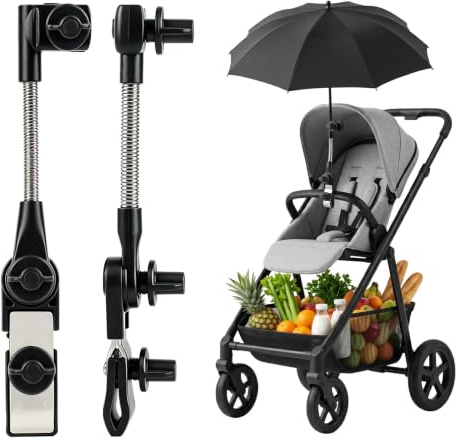 Golf Umbrella Holder - 360° Adjustable Umbrella Holder with Universal Clamp, Hands Free Rain Protection Golf Trolley Umbrella Holder, for Wheelchair, Bicycle, Beach Buggy Cart