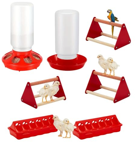 Solución de alimentación de combinada para Aves de Corral con Percha para Mantener a Sus pájaros Felices e hidratados Suministros para Pollos de Granja pequeña