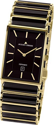 JACQUES LEMANS Herren Analog Quarz Uhr mit Edelstahl Armband 1-1593.1G