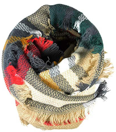 cosey – Bunter Schlauchschal (Loop-Schal), Beige in XL Größe